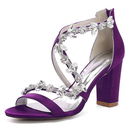 Women Back Zipper Dress Shoes Wedding Sandals 3.35"