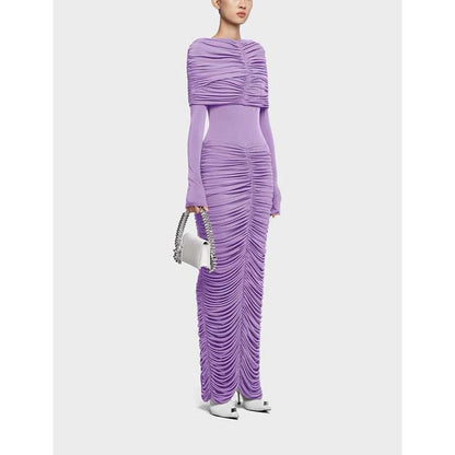 Ruch Draped Shoulder Maxi Dress Long Evening Dresses