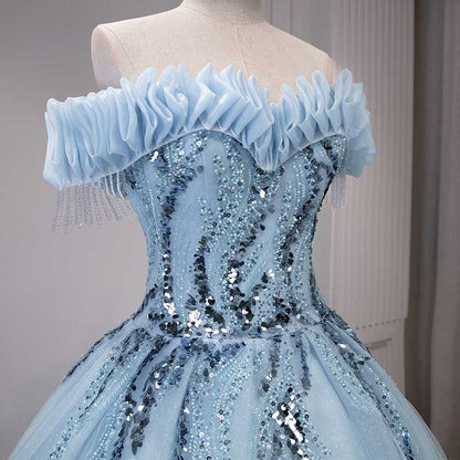 Strapless Ball Gown Rhinestone Off The Shoulder Formal Dresses