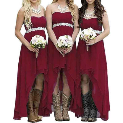 Strapless High Low Bridesmaid Dresses Wedding Party Gowns