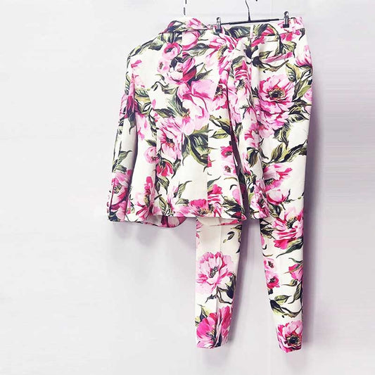 Women's Floral Print Pantsuit | Blazer & Trousers Set for Events