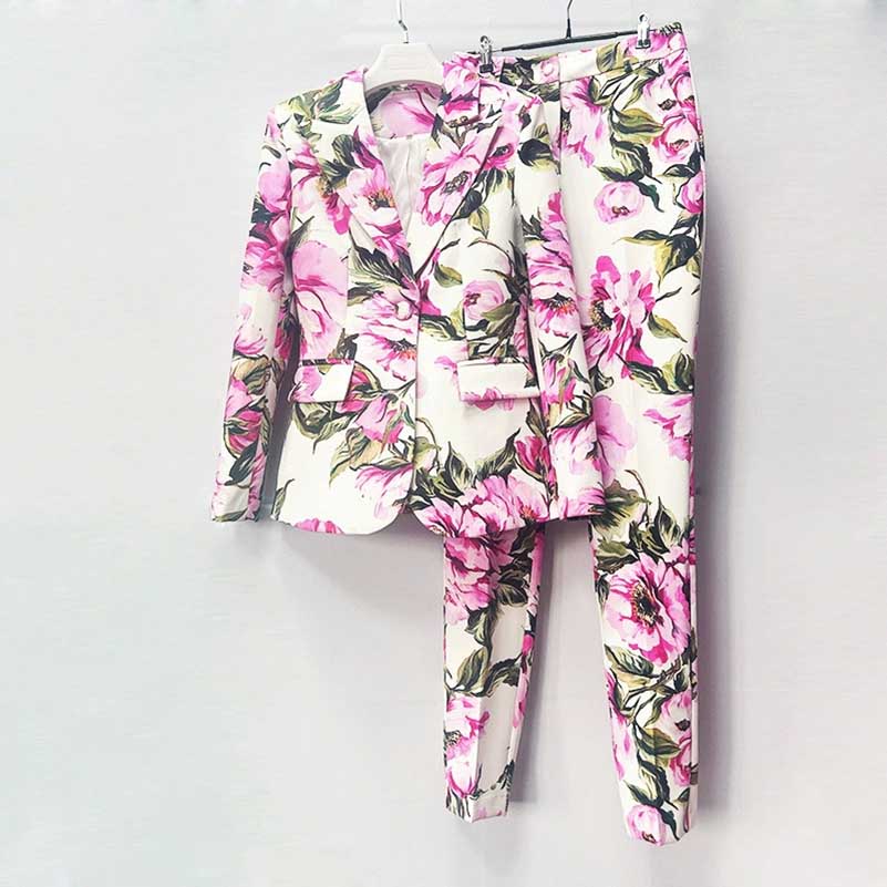 Women's Floral Print Pantsuit | Blazer & Trousers Set for Events