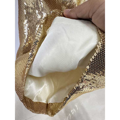Sequin-embellished Blazer Suit One Button Gold Pantsuit