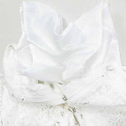 One Button Pantsuit Lace Wedding Sut Slim Fit Formal Set