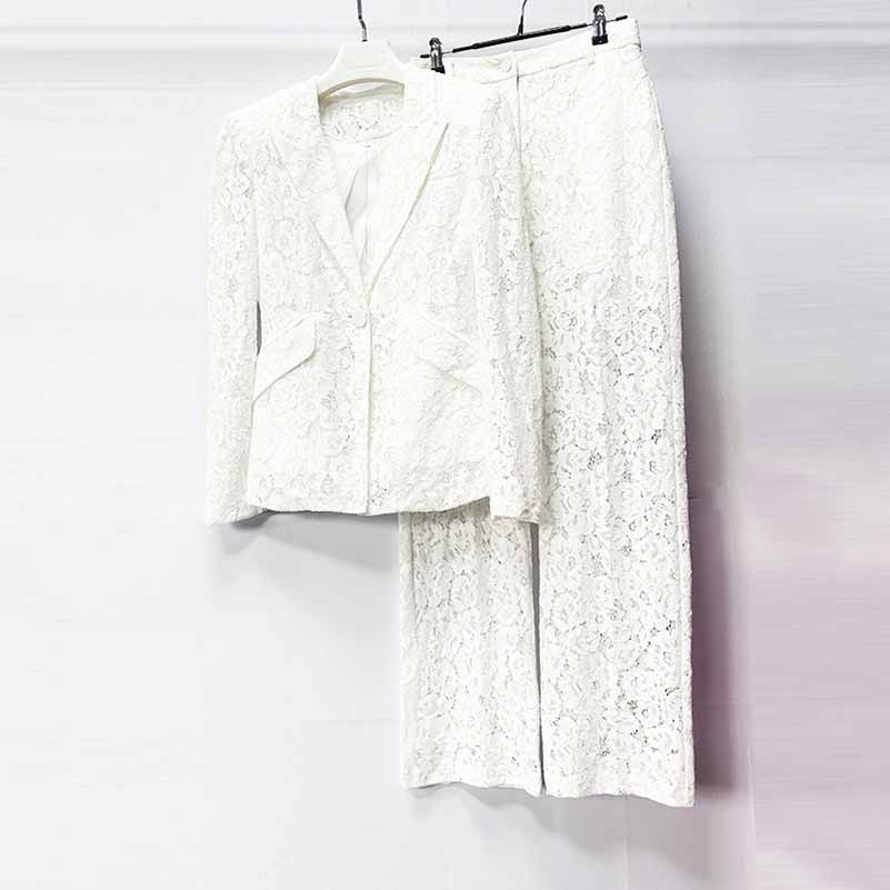 One Button Pantsuit Lace Wedding Sut Slim Fit Formal Set