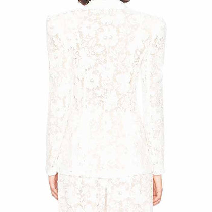 One Button Pantsuit Lace Wedding Sut Slim Fit Formal Set