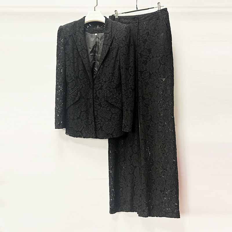 One Button Pantsuit Lace Wedding Sut Slim Fit Formal Set