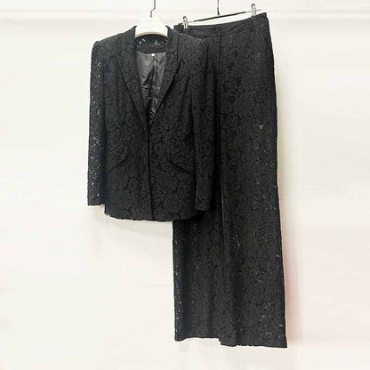 One Button Pantsuit Lace Wedding Sut Slim Fit Formal Set