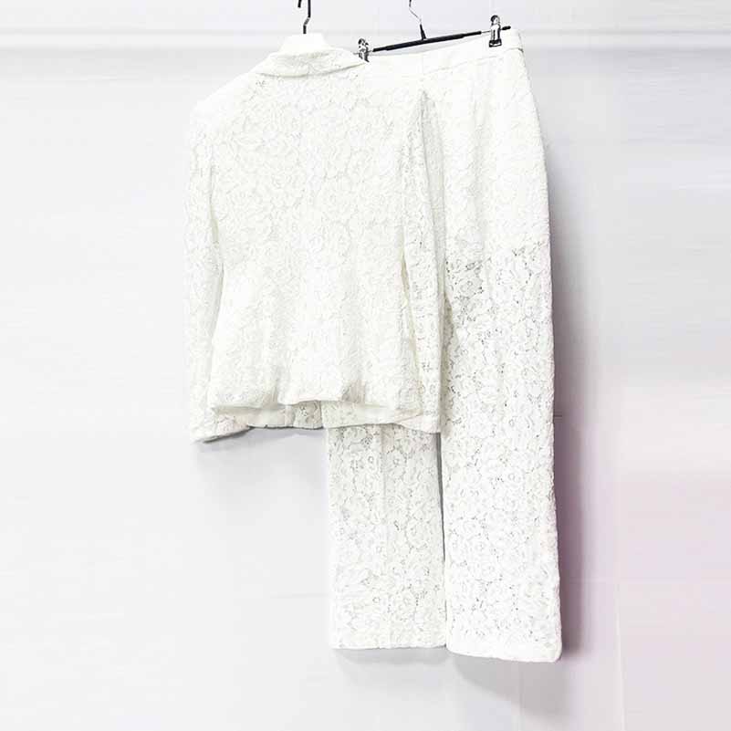 One Button Pantsuit Lace Wedding Sut Slim Fit Formal Set
