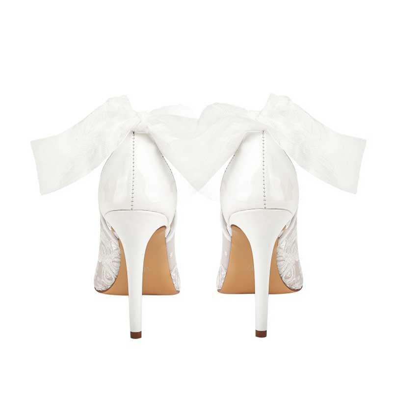 Wedding Bridal Lace Heels Hand-Made Lace-Up Stilettos Shoes