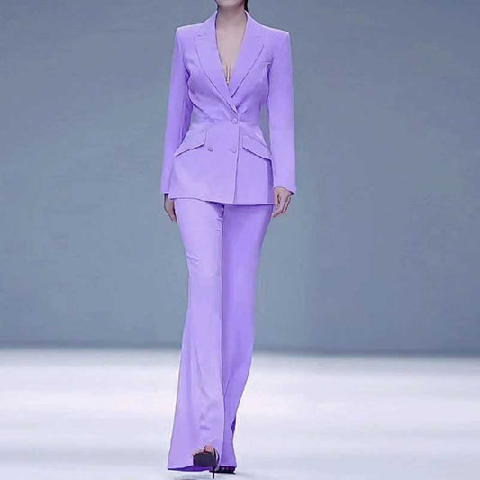 Wide Leg Pantsuit Lavender Formal Event Suit