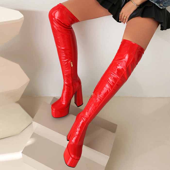 Women's street fashion over the knee boots chunky heeled long boots
