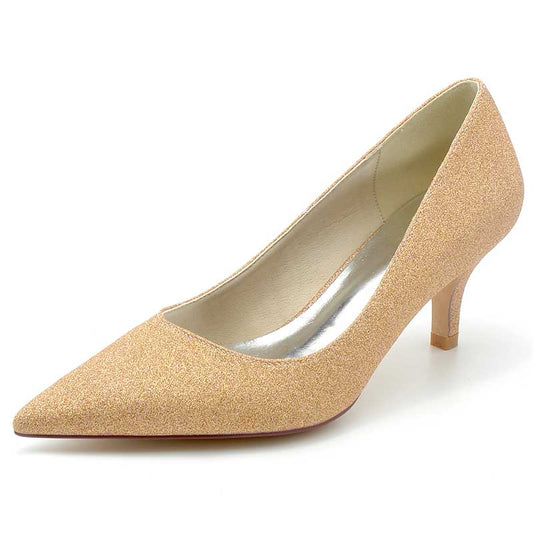2.36" Pointed Toe Pumps Bridal Shoes Classic Prom Shoes