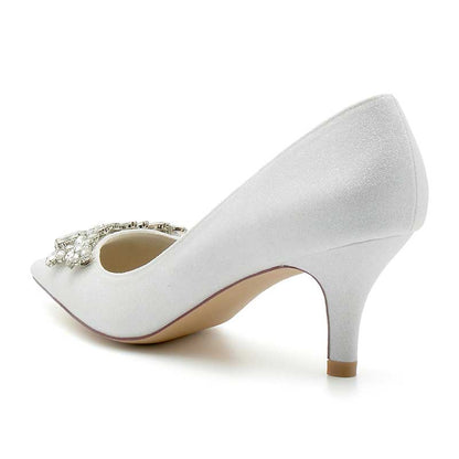 2.36" Pointed Toe Pumps Bridal Shoes with rhinestones