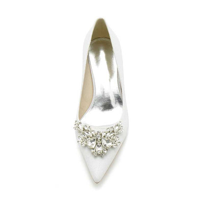 2.36" Pointed Toe Pumps Bridal Shoes with rhinestones