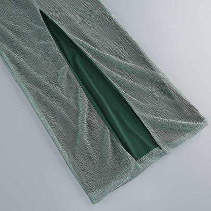Emerald Green Halter Strap Maxi Dress Ball Prom Dress