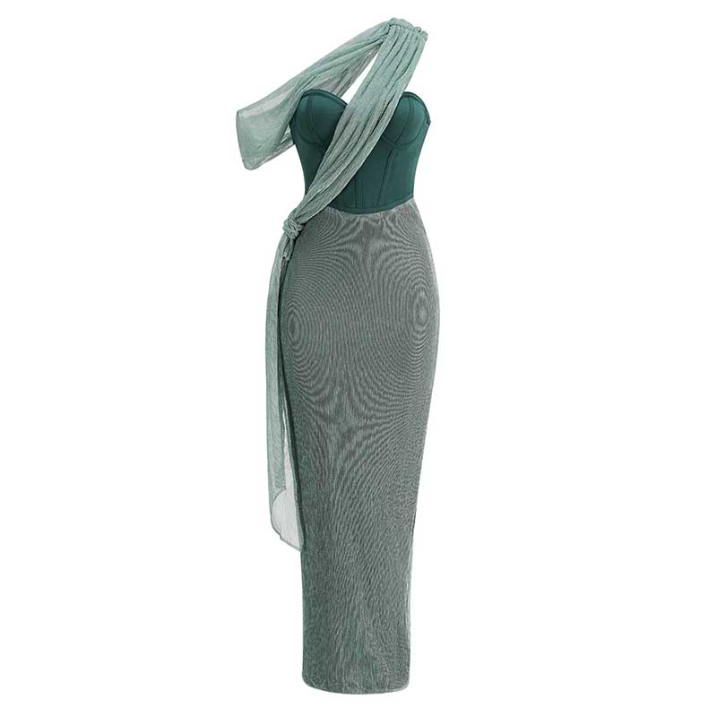Emerald Green Halter Strap Maxi Dress Ball Prom Dress