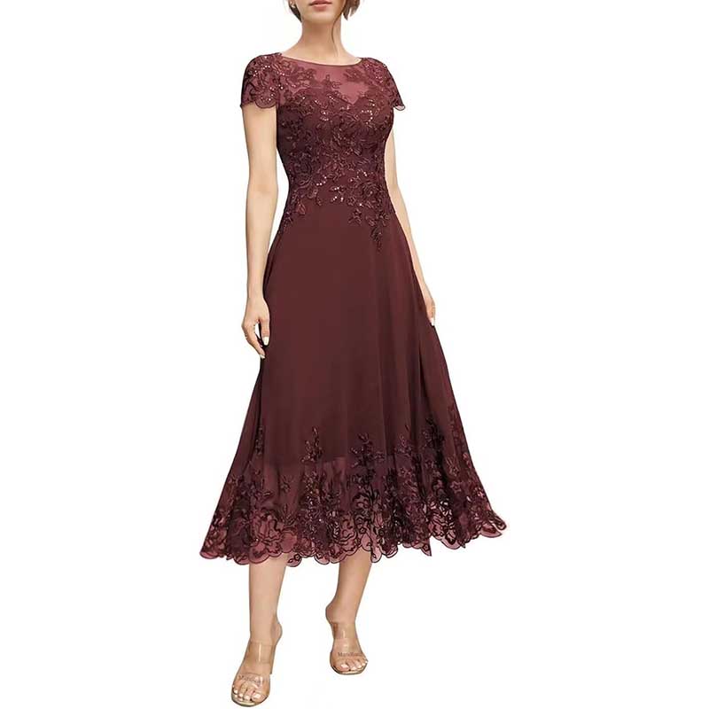 Mother of The Bride Dresses Tea Length Lace Formal Dresses