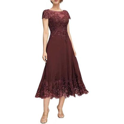 Mother of The Bride Dresses Tea Length Lace Formal Dresses