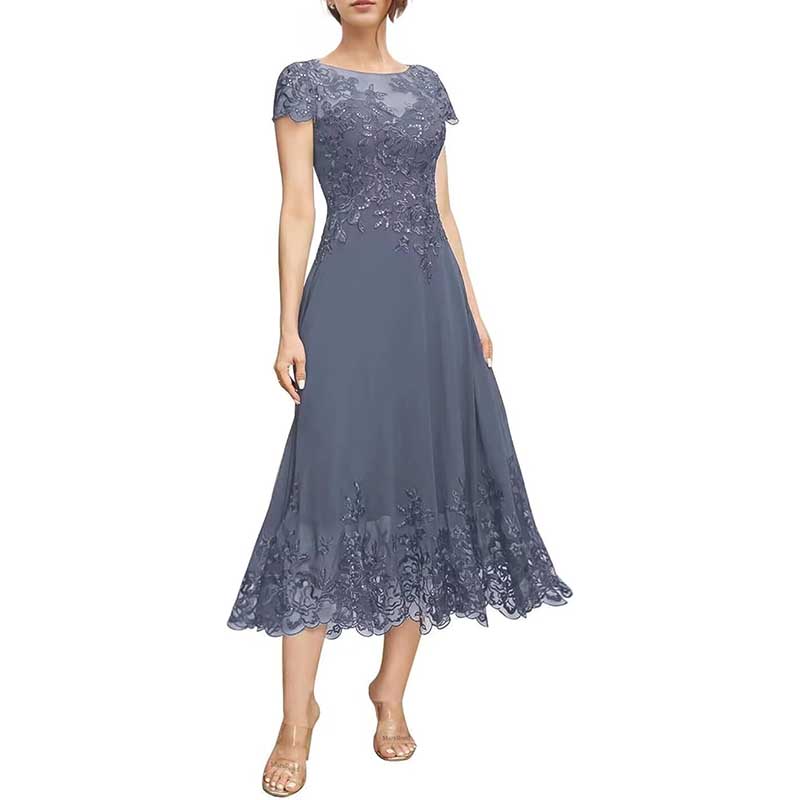 Mother of The Bride Dresses Tea Length Lace Formal Dresses