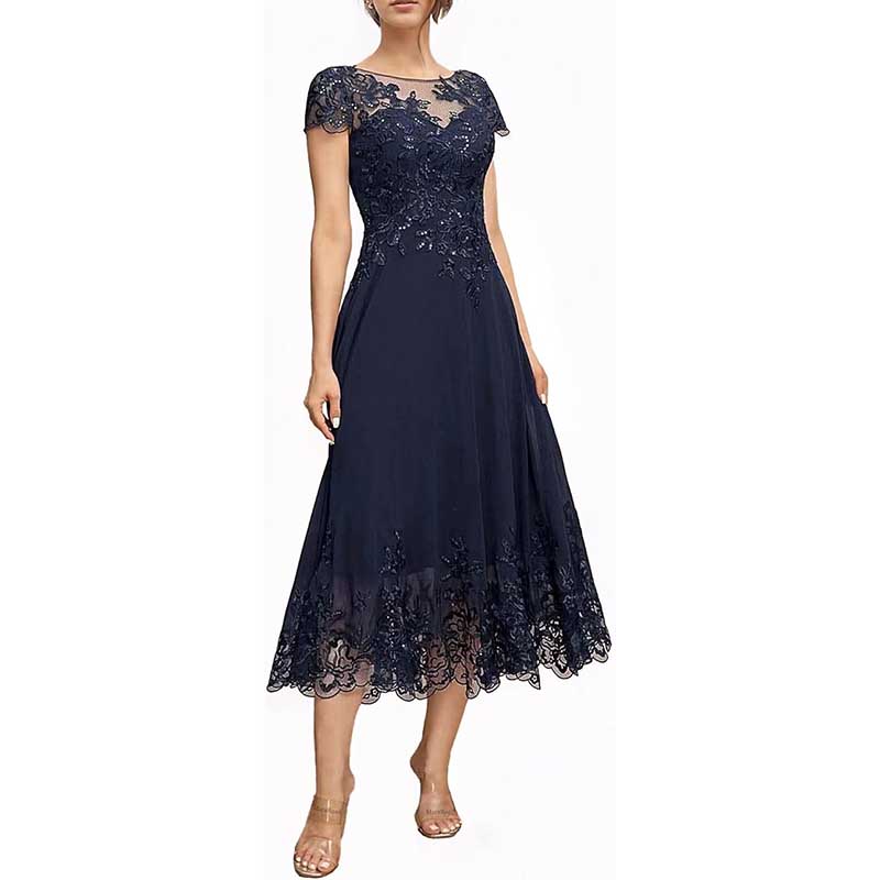 Mother of The Bride Dresses Tea Length Lace Formal Dresses