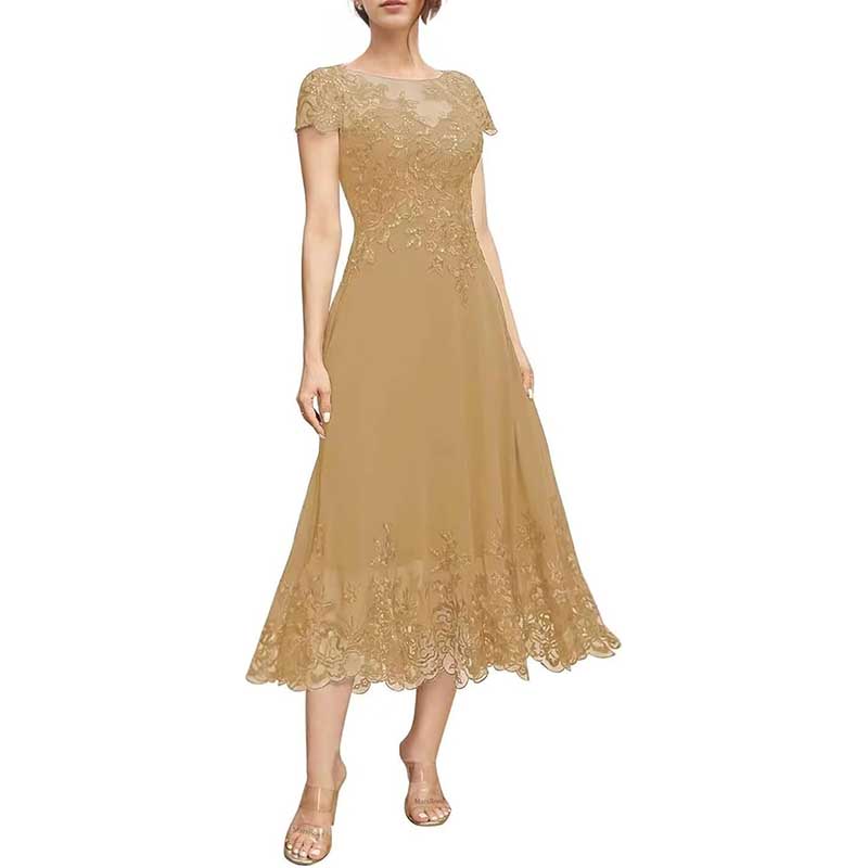 Mother of The Bride Dresses Tea Length Lace Formal Dresses