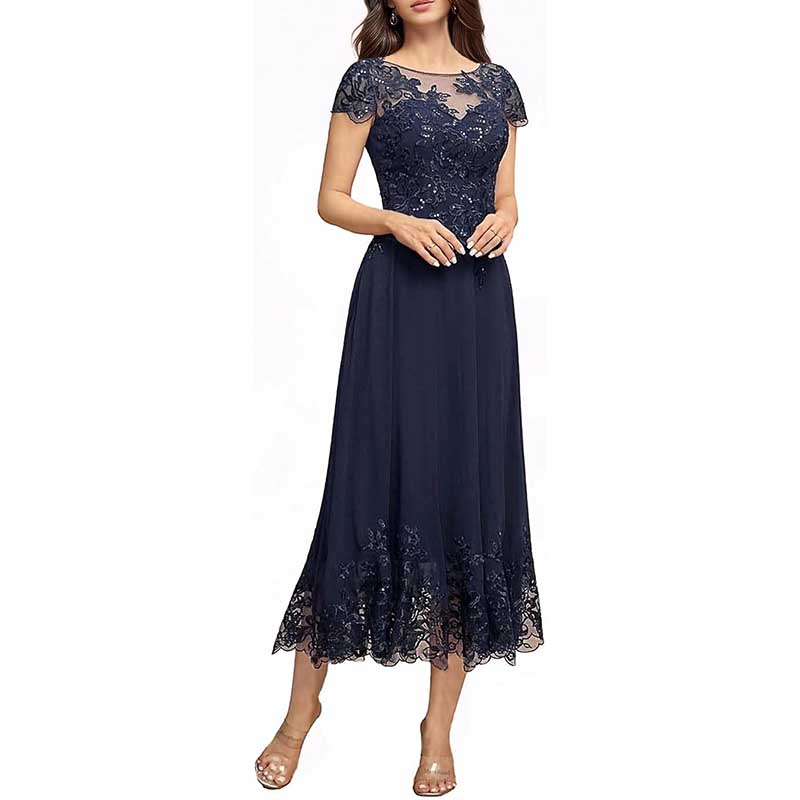 Mother of The Bride Dresses Tea Length Lace Formal Dresses