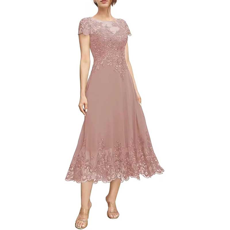 Mother of The Bride Dresses Tea Length Lace Formal Dresses