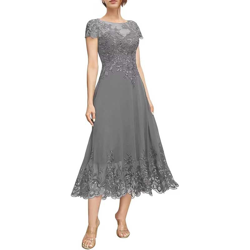 Mother of The Bride Dresses Tea Length Lace Formal Dresses