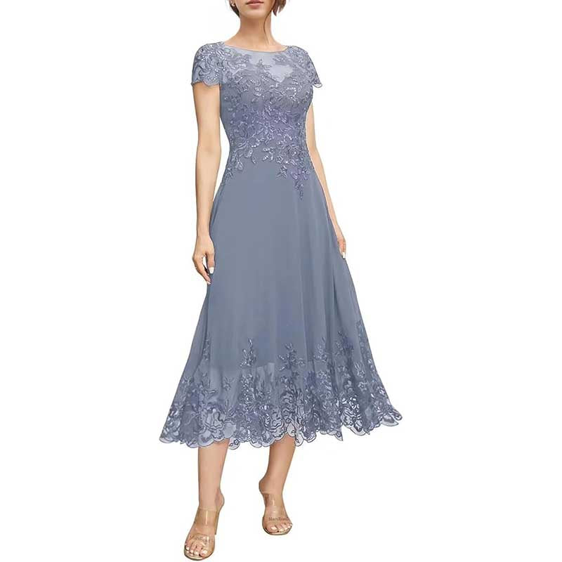Mother of The Bride Dresses Tea Length Lace Formal Dresses