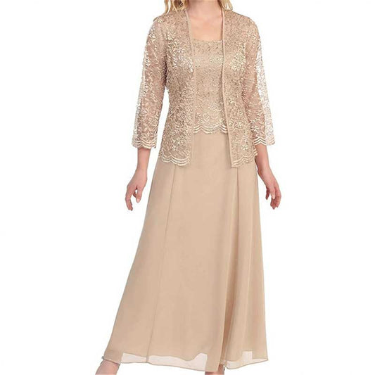 Mother of The Bride Outfit 3/4 Sleeves Wedding Suit with Jacket