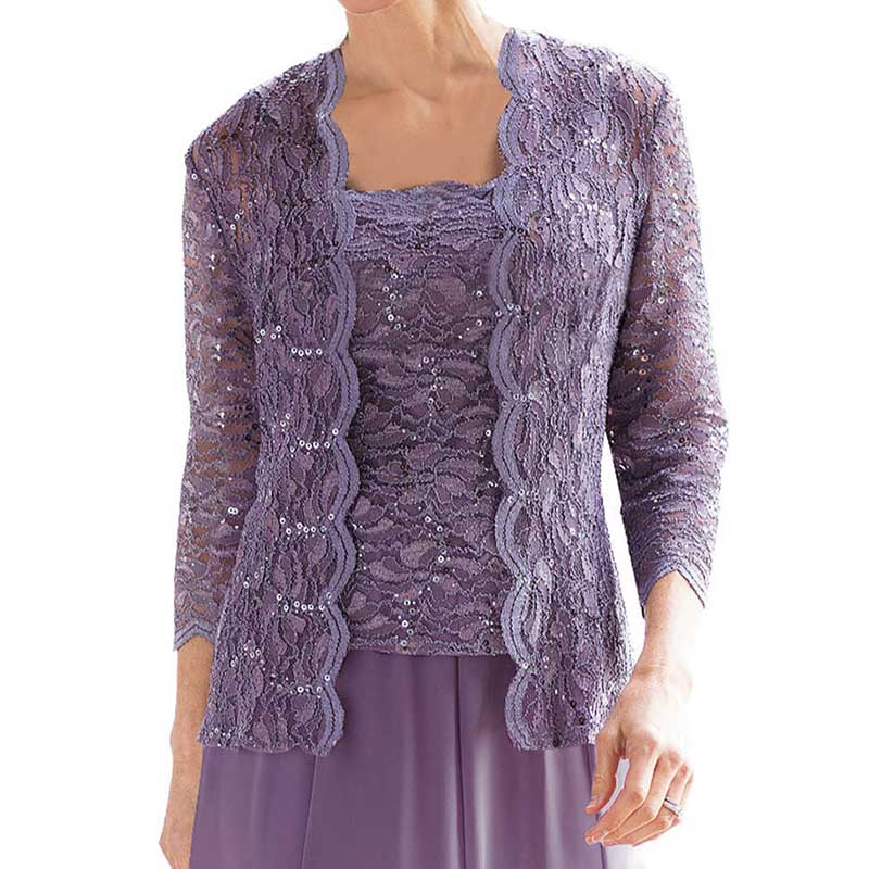 Mother of The Bride Outfit Wedding 3/4 Sleeves Formal Suit with Jacket