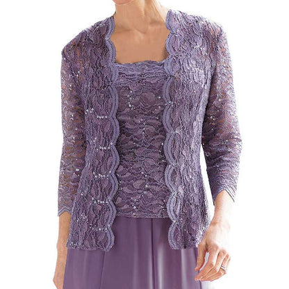 Mother of The Bride Outfit Wedding 3/4 Sleeves Formal Suit with Jacket
