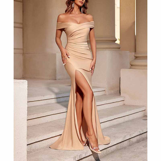 Off The Shoulder High Split Long Evening Dress for Events & Night Out