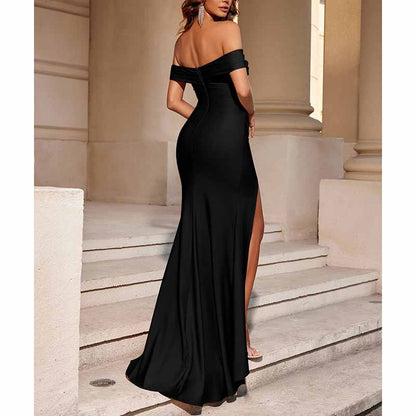 Off The Shoulder High Split Long Evening Dress for Events & Night Out