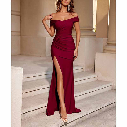 Off The Shoulder Mermaid Split Long Evening Dresses