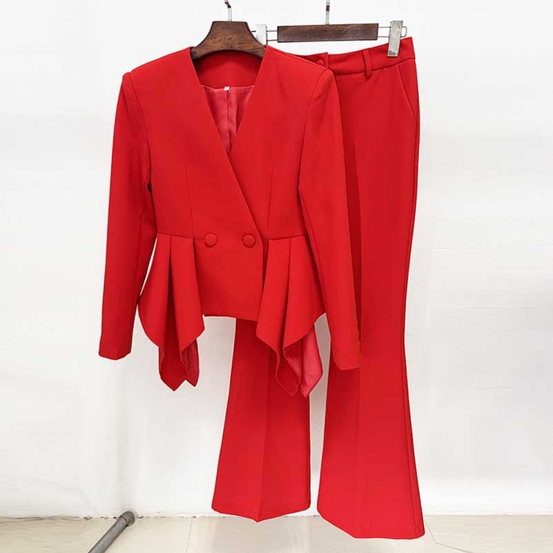 Womens 2 Pieces Formal Flared Pantsuit