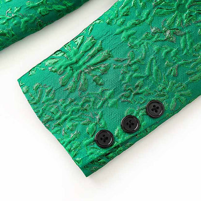 3D Embroidered Pantsuit Formal Stage Performance Event Suit Green