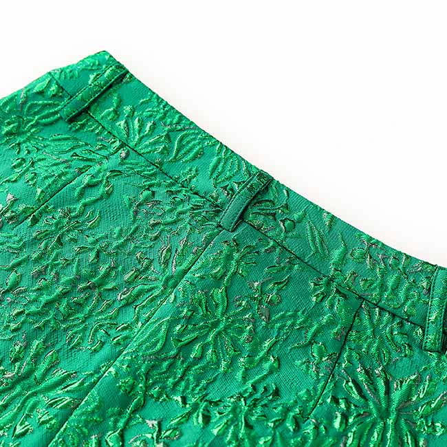 3D Embroidered Pantsuit Formal Stage Performance Event Suit Green