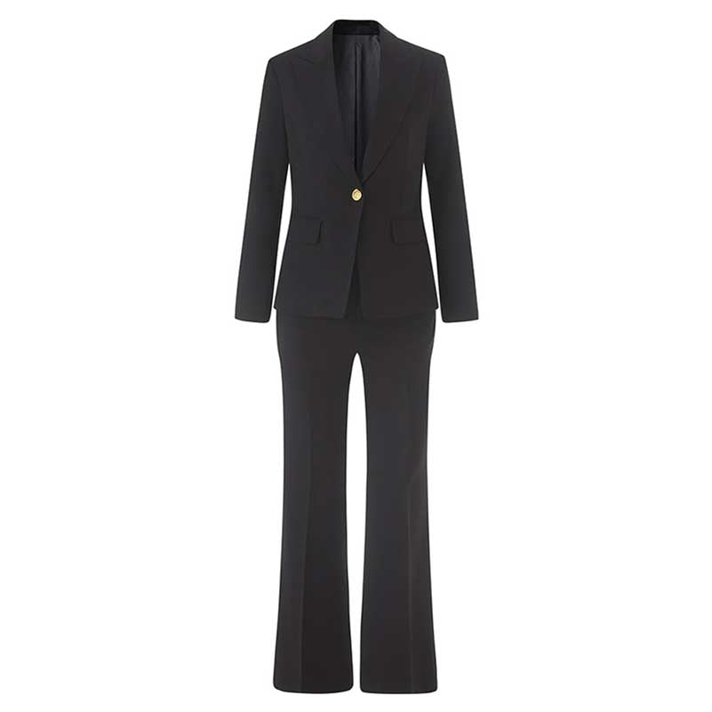Women's Black & Grey One-Button Pantsuit | Formal Event Suit
