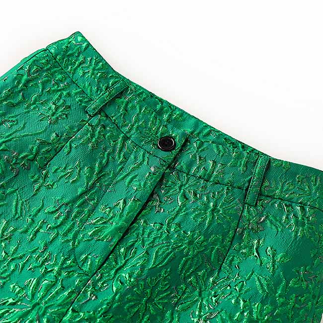 3D Embroidered Pantsuit Formal Stage Performance Event Suit Green