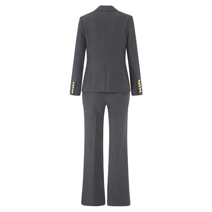 Women's Black & Grey One-Button Pantsuit | Formal Event Suit
