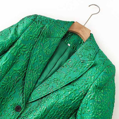 3D Embroidered Pantsuit Formal Stage Performance Event Suit Green