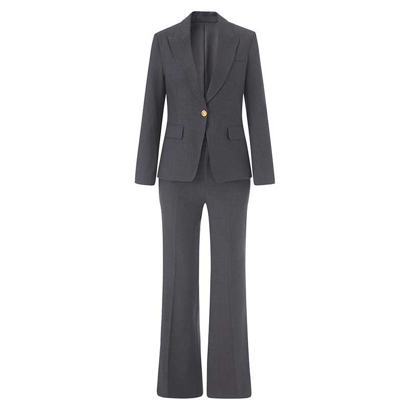 Women's Black & Grey One-Button Pantsuit | Formal Event Suit