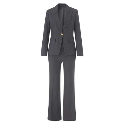 Women's Black & Grey One-Button Pantsuit | Formal Event Suit