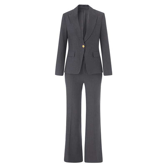 Women's Black & Grey One-Button Pantsuit | Formal Event Suit