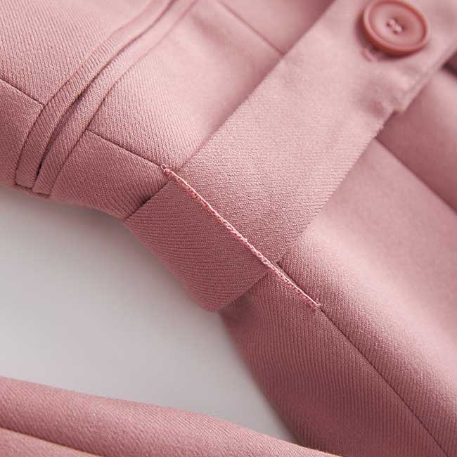 Women's Pink & Brown Pantsuit with Belt | Formal Event Suit