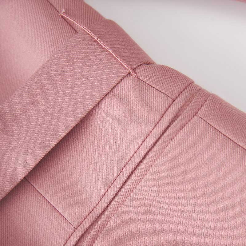 Women's Pink & Brown Pantsuit with Belt | Formal Event Suit