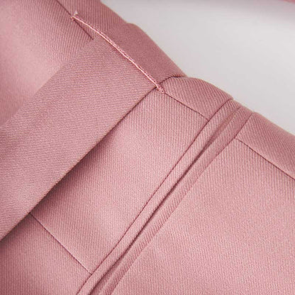 Women's Pink & Brown Pantsuit with Belt | Formal Event Suit