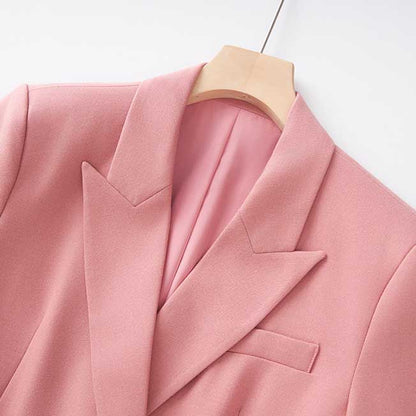 Women's Pink & Brown Pantsuit with Belt | Formal Event Suit